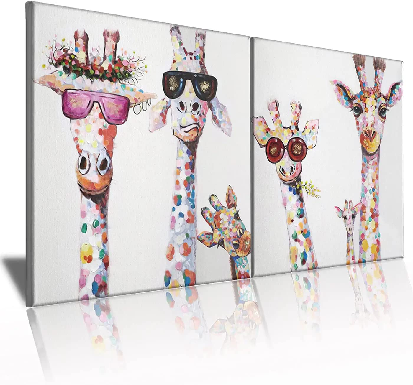 HONEYBABY Canvas Wall Art for Living Room Framed Wall Art Decor for Kitchen Mid Century Modern… (GIRAFFE02, 20 * 20 inch) — image 1