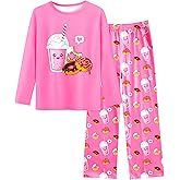Sylfairy Girls Pajamas 2-Piece Pjs Set Kids Long Sleeve and Pants Jammies Casual Wear Girls' Sleepwear Lounge Clothes Big Kid