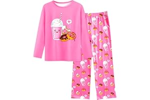 Sylfairy Girls Pajamas 2-Piece Pjs Set Kids Long Sleeve and Pants Jammies Casual Wear Girls' Sleepwear Lounge Clothes Big Kid