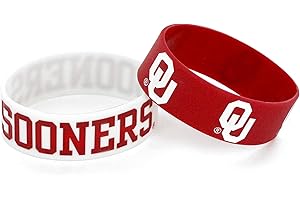 aminco NCAA mens Silicone Rubber Bracelet Set, 2-Pack