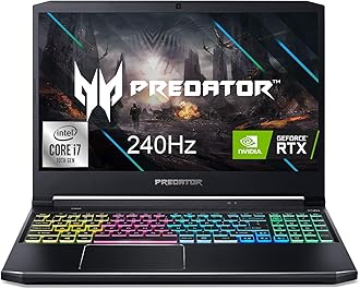 Acer Predator Helios 300 Gaming Laptop, Intel i7-10750H, NVIDIA GeForce RTX 2070 Max-Q 8GB, 15.6" FHD 240Hz 3ms IPS Display, 16GB Dual-Channel DDR4, 512GB NVMe SSD, WiFi 6, RGB Keyboard, PH315-53-71QX