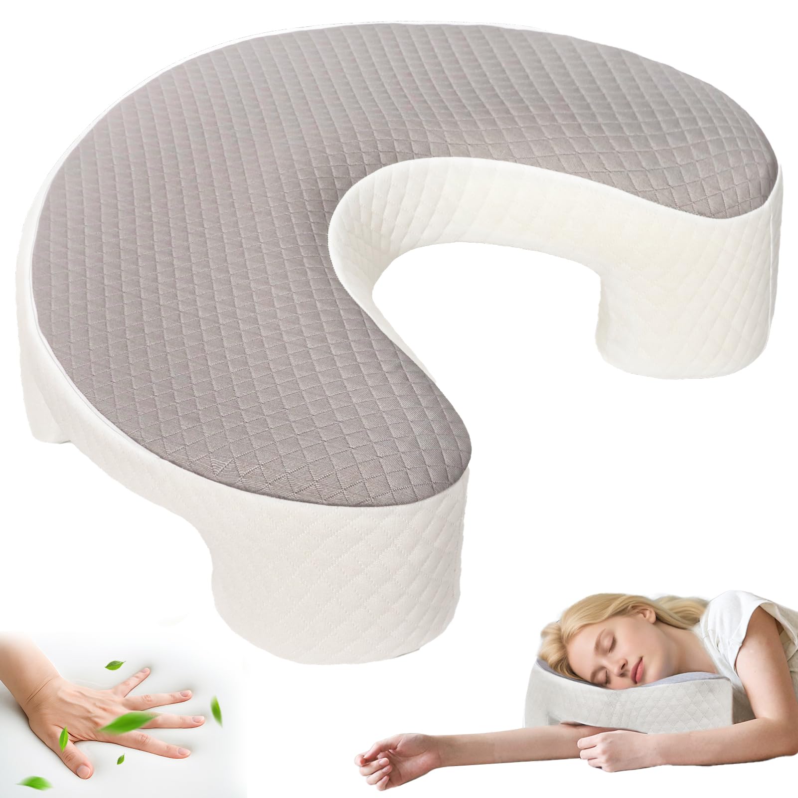 Photo 1 of **CUT DAMAGE**Ancaixin Side Sleeper Pillow for Adults, Ergonomic Memory Foam Shoulder Pillow with Arm Hole for Cervical, Neck, Rotator Cuff & Shoulder Pain Relief, Knee Pillows Ideal for Left & Right Side Sleeper