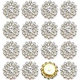 100PCS 14MM Sew on Rhinestones Gems, Flower Gold Claw Rhinestones Glass Crystals Jewelry for Crafting Sewing Clothes Dresses Shoes Belt Decoration Accessories (White)