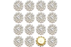 UYTRDVG 100PCS 14MM Sew on Rhinestones Gems, Flower Gold Claw Rhinestones Glass Crystals Jewelry for Crafting Sewing Clothes Dresses Shoes Belt Decoration Accessories (White)