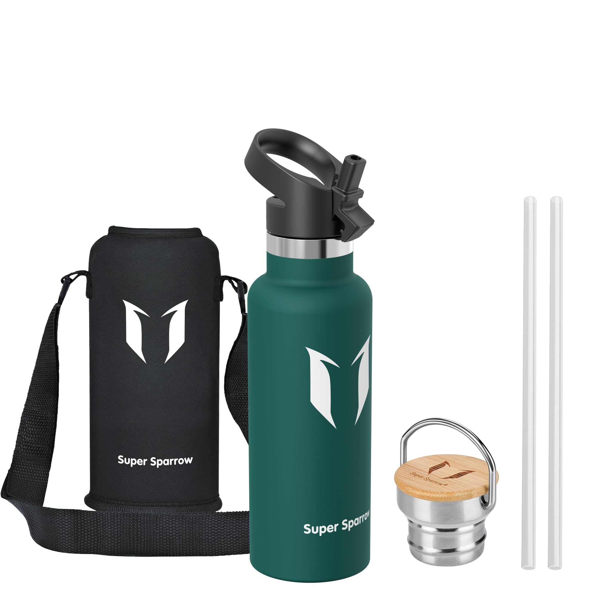 Super Sparrow Stainless Steel Water Bottle - 500ml - Vacuum Insulated Metal Water Bottle - Standard Mouth Flask - BPA Free - Straw Water Bottle for Gym, Travel, Sports — image 1
