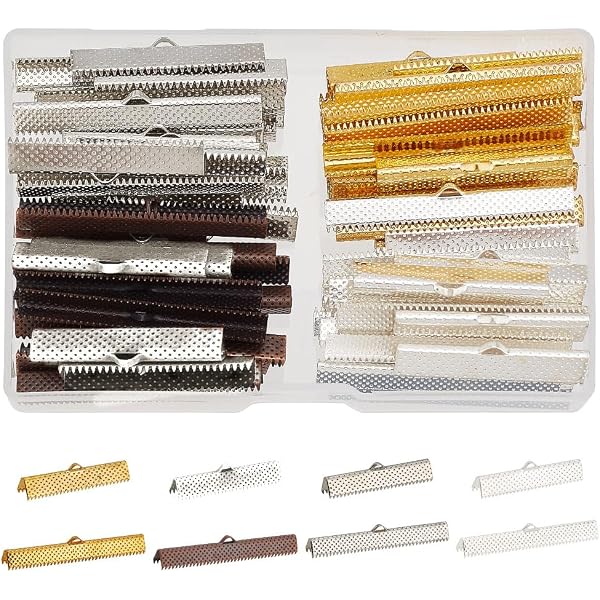 Amazon.com: PH PandaHall 80 pcs 4 Colors 2 Sizes Ribbon Ends Clamp