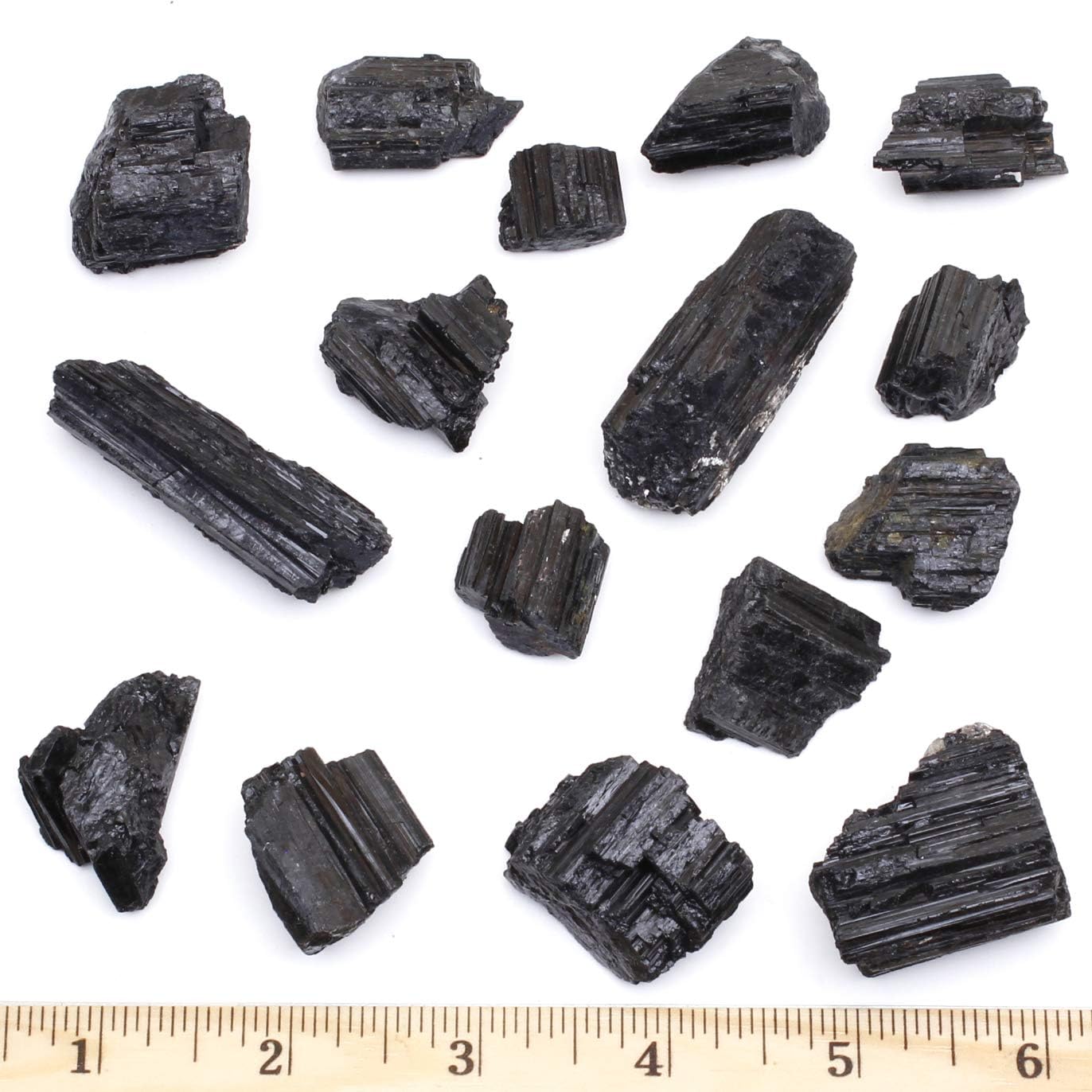 Dancing Bear Black Tourmaline Crystals Bulk (1/2 LB), Includes: (1) Selenite Stick & Information Cards, Rough Raw Natural Stones for Good Vibes, Reiki Energy, EMF & Radiation Protection, Made in USA: Home & Kitchen