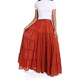 Lannaclothesdesign Women's Cotton Long Ruffle Full Circle Long Skirts Maxi Skirt