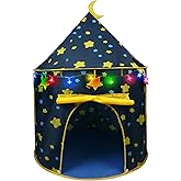 LotFancy Play Tent for Boys, with Star Lights and Storage Carrying Bag, Pop Up Play Tent House for Kids Toddlers, Indoor and Outdoor Use, Foldable, Portable, Blue