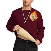 ZITY Men's Crewneck Sweatshirts Sherpa Lined Sweatshirt Warm Soft Heavyweight Winter Pullover Kangaroo with Pouch Pocket