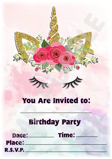 Inviti Per Feste Di Compleanno Di Bambini Motivo Unicorno