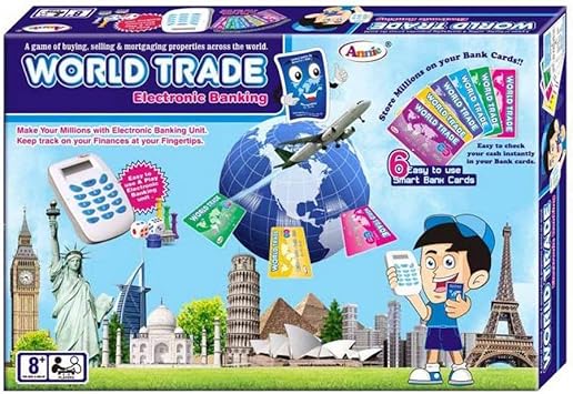 Multiblaster World Trade Property Trading Game with Electronic Swipe Machine (Blue Medium) | Annie World Trade | 4 Players | Age 8+Years
