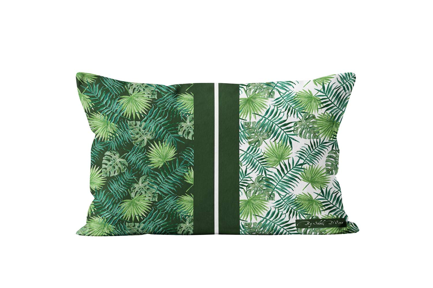 Soleil d'ocre Vegetal Cover, Cushion, Cotton, Green, 32 x 50 cm