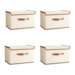Tuza 4 Pack Storage Bins with Lids, Collapsible
