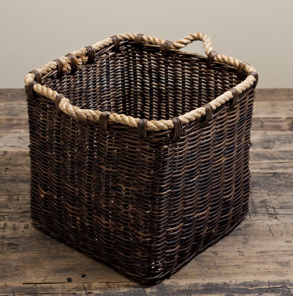 Storage Basket Dark Brown Rattan 50cm Amazon.co.uk Kitchen & Home
