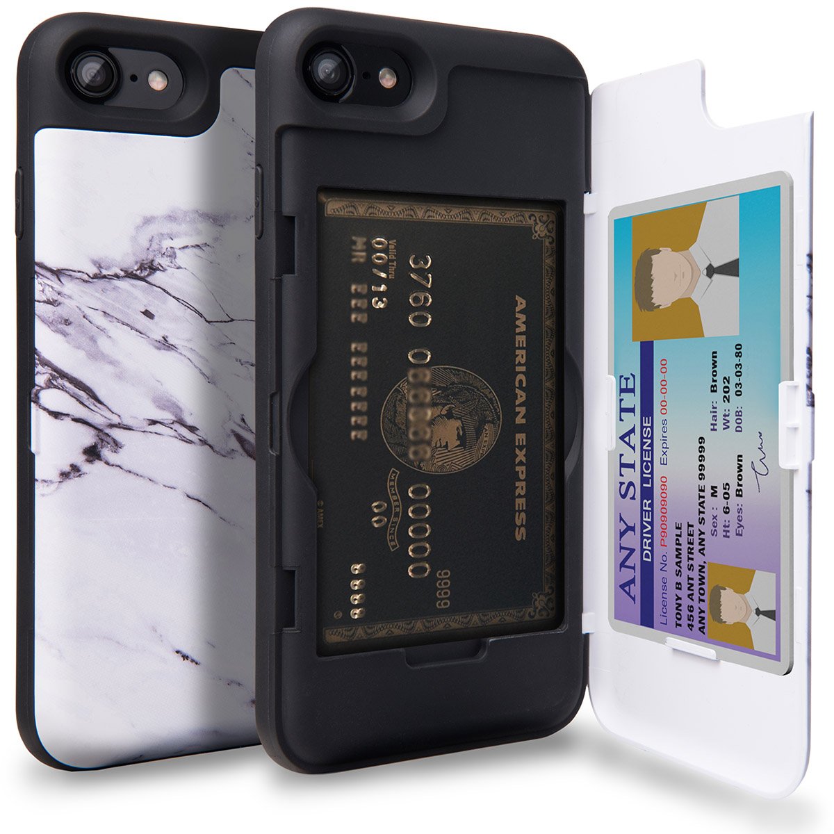 TORU CX PRO iPhone 8 Wallet Case Pattern with Credit Card Holder ID Slot Hard Cover & Mirror for iPhone 8 / iPhone 7 - Marble Stone