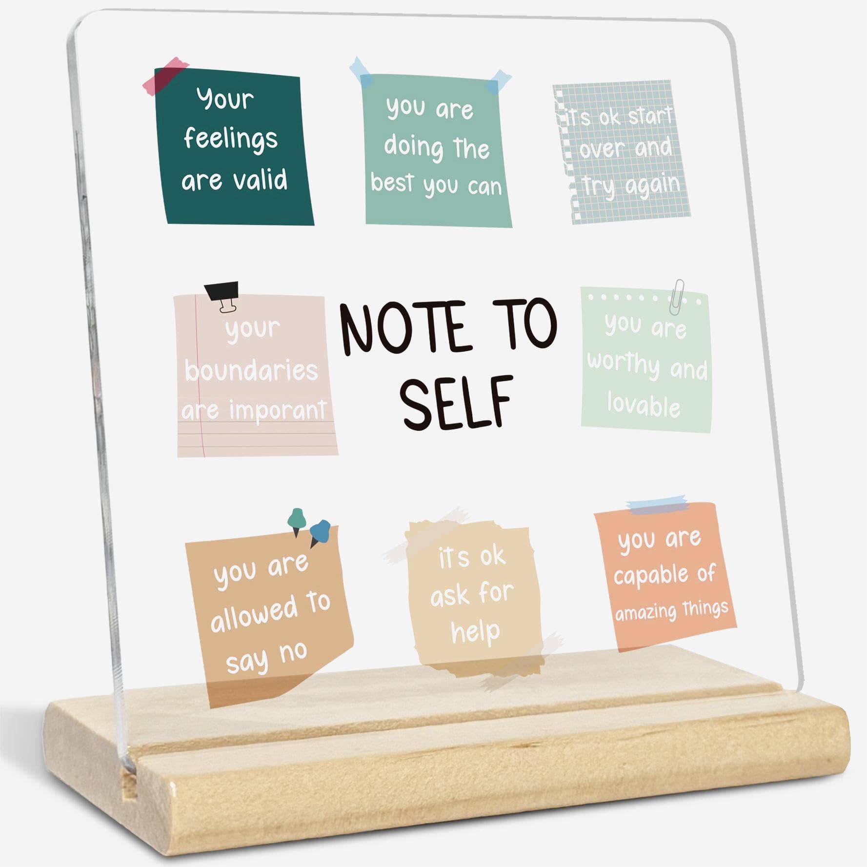 Photo 1 of Note to Self, Motivational Acrylic Plaque Gift for Women, Mental Health Therapy Office Print Decorations for School Counseling Office Therapy Desktop Art Decor, School Counselor, Therapist Office