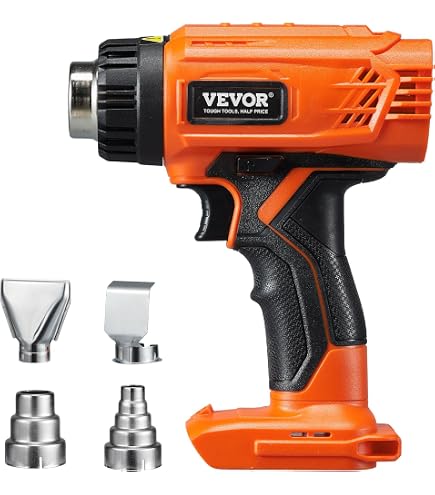 Cordless Heat Gun For Milwaukee M18 18V Battery - 400W, LCD Display, Temp 122°F To 1202°F, 4 Nozzles, LED Light
