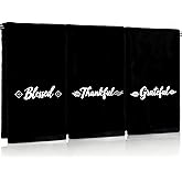 QBrand 3 Pcs Farmhouse Bathroom Decor Hand Towels 14x29 Inch Cotton Bath Towels Rustic Embroidered for Boho Kitchen Decor Inspirational Christian Gift (Blessed Thankful Grateful-C)