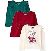 The Children's Place Girls and Toddler Assorted Long Sleeve Knit Shirt