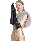 Daoflkuo Women Opera Long Sheep Leather Gloves Genuine Soft Lambskin Above Elbow Gloves In Black