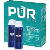 PUR Plus Lead Reducing Water Pitcher and Dispenser Replacement Filter, 2 PK | Water Pitcher Filter, Lead Removal, PFAS Reduction, Microplastic and Chlorine Reduction, Better-Tasting Tap Water