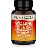 Dr. Mercola, Vitamins D3 & K2 Dietary Supplement, 30 Servings (30 Capsules), Supports Heart Health, Immune Support, Non GMO, 