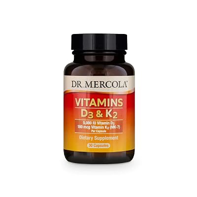 Dr. Mercola Vitamins D3 & K2, 30 Servings (30 Capsules), Dietary Supplement, Supports Immune Health, Non GMO, NSF Certified