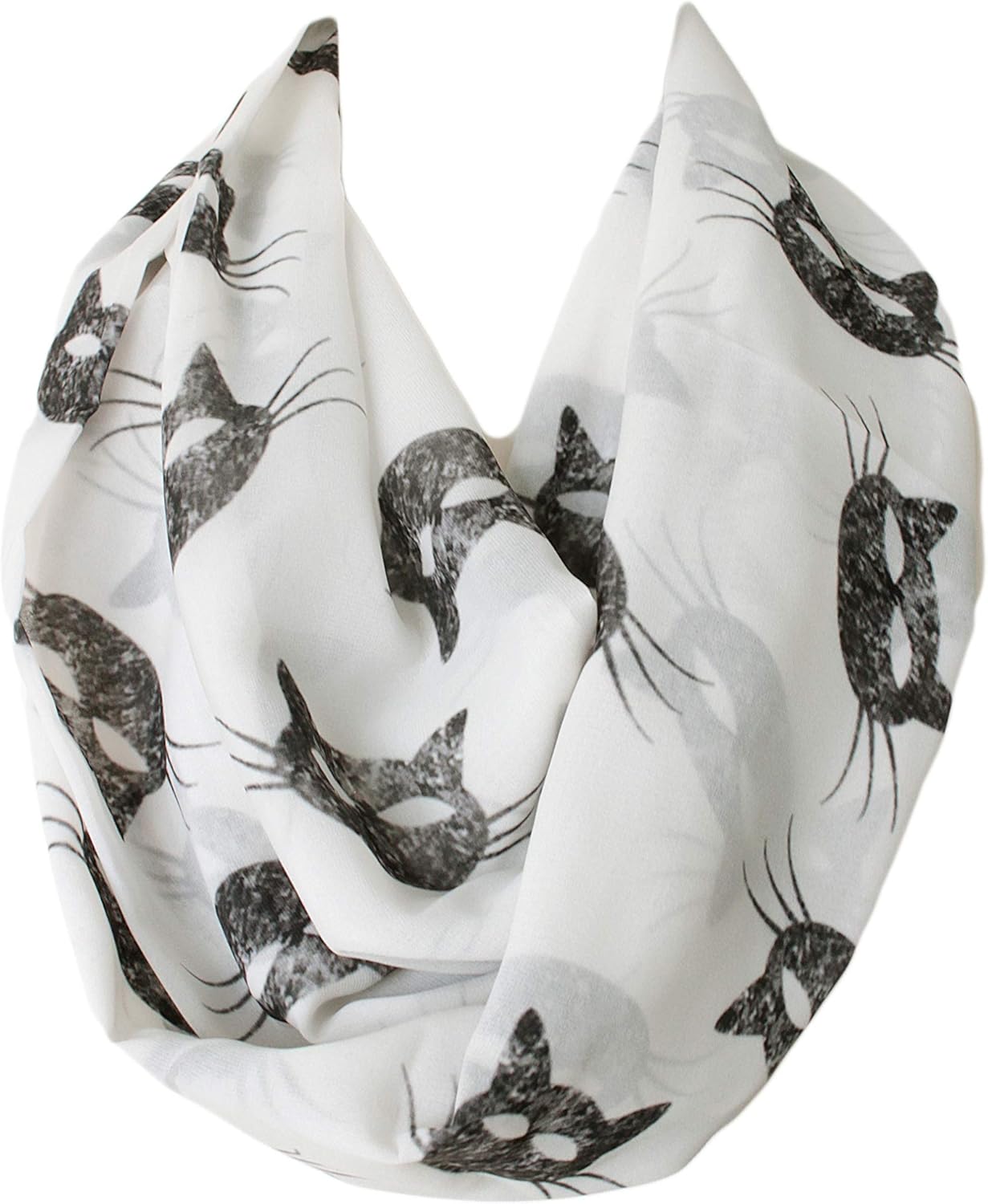Etwoa's Cat Mask Pattern Infinity Scarf Circle Loop Scarf