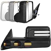 Sanooer Power Folding Switchback Tow Mirrors for 09-18 Ram 1500 2500 3500 | Power folding/heated, LED running/turn lights, puddle lamp, temp sensor. Fits 09-18 Dodge Ram 1500 2500 3500 Pair set