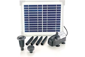 AEO 5W Solar Water Pump KIT: DC Brushless Submersible Water Pump 124 GpH with 12V 5W Solar Panel for Birdbath Fountain, Fish Pond, and Garden Water Features (No Backup Battery)