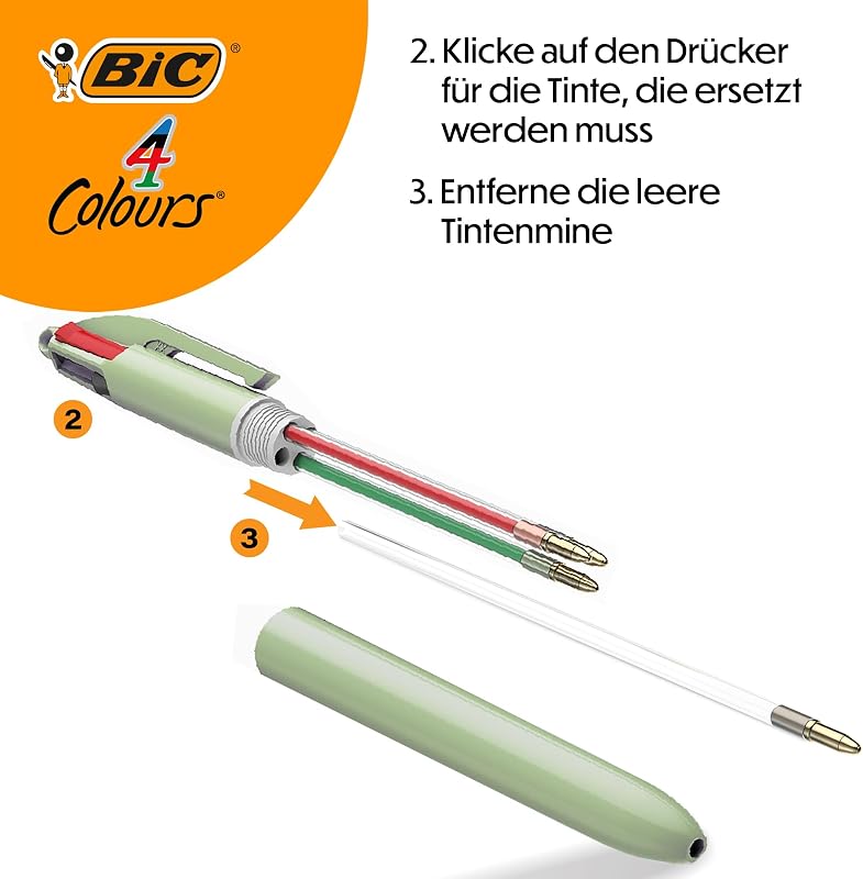 4 Colours Mineral Kugelschreiber mit mittlerer Spitze (1,00 mm) – verschiedene Schaftfarben, Pack à 5