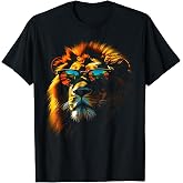 Lion Artwork Sunglasses Colourful Art Zoo Animal Lion T-Shirt