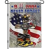 911 Never Forget Garden Flag 12x18 Inch American We Remember 9/11 American Patriot Day Garden Flag 3ply Polyester Double Sided for Outdoor Indoor House Garden Decor
