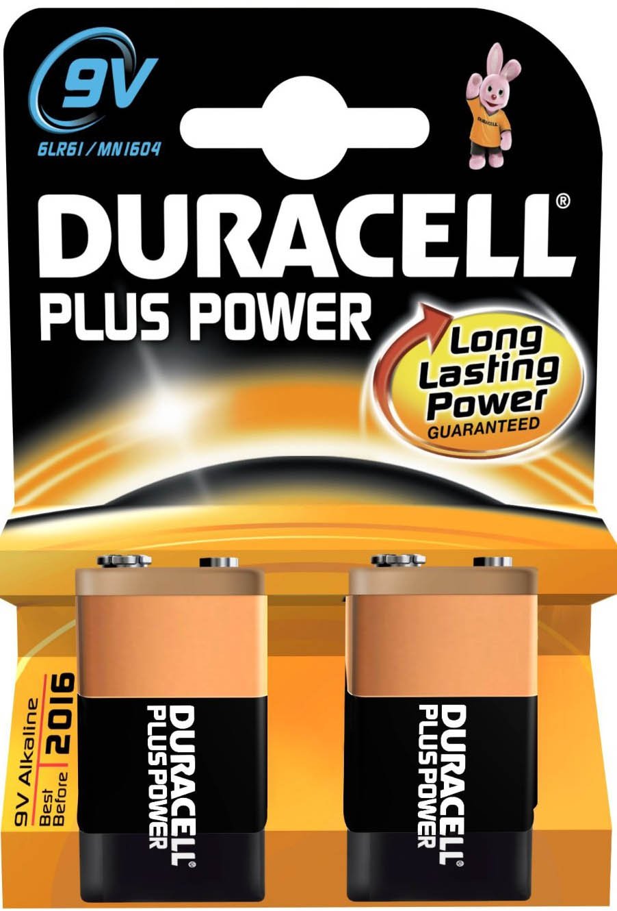 Duracell 9 V Plus Power Alkaline Type Battery (Pack of 2)