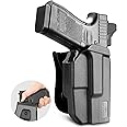 OWB Thumb Release Holster: Glock 19 19X 23 32 44 45/ Glock 17 22 31/ S&W M&P 9(40) M2.0 / SD9 VE SD40 VE/ 1911 5 inch/Taurus G2C G3C, Compatible with Red Dot/Optics, Right Handed, Left Handed