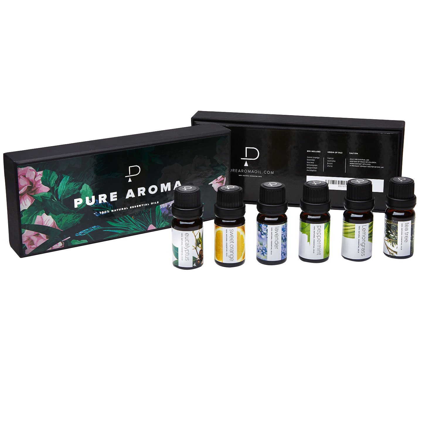 Amazon Com Essential Oils By Pure Aroma 100 Pure Therapeutic Grade Oils Kit Top 6 Aromatherapy Oils Gift Set 6 Pack 10ml Eucalyptus Lavender Lemon Grass Orange Peppermint Tea Tree Beauty
