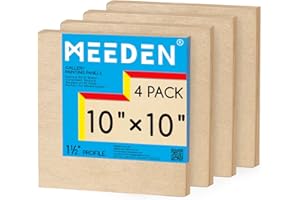 MEEDEN Unfinished Wood Canvas Board: 1-1/2" Deep 10x10” Wooden Canvas Panel Pack of 4 - Blank Cradled Wood Art Board for Pain