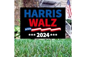 Probsin Harris Walz 2024 Yard Sign Double Sided 12" x 17" Voted for Harris Walz President VP Election Support Black Sign Outdoor Decorations for Indoor Outdoor Lawn, Garden, Window, Party Supplies