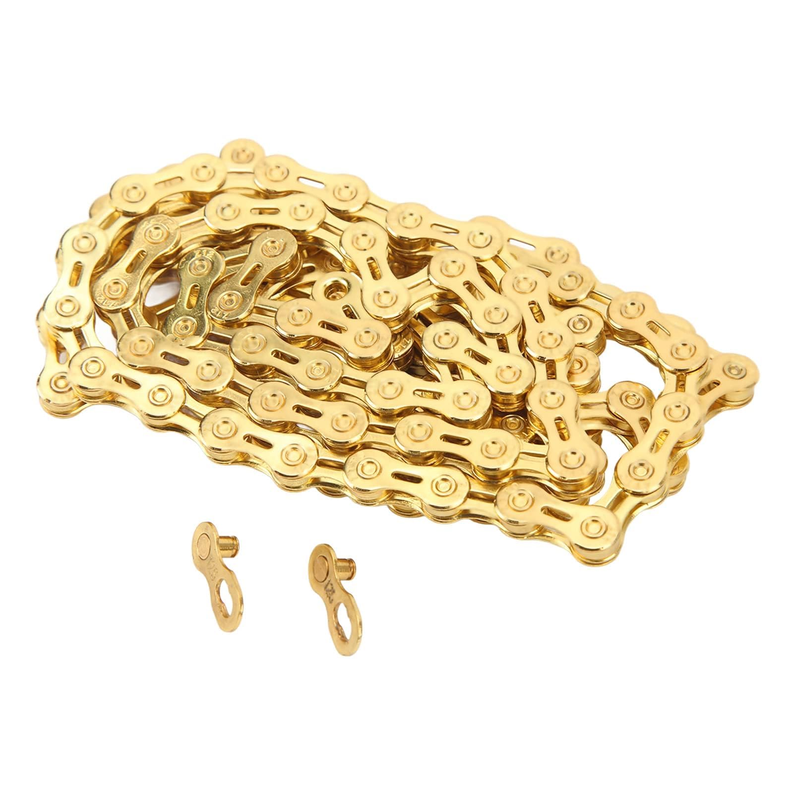 HERCHR Bike Chain Kit, 12 Speed Bike Chain Mountain Bike Chains Half Hollowed Alloy Steel Bike Chain with Chain Connector Cycling Riding Road Bike Chain Bike Mechanic Repair Kit (Golden)