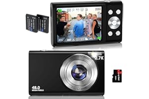 Jckduhan 2.7K HD 48MP Digital Camera - Auto Focus, 16X Zoom, 32GB Memory Card, 2 Batteries, YouTube Vlogging Camera for Kids, Teens, Adults