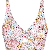 ZAFUL Cropped Bikini Tops for Women Twist Front Tankini Tops Beach Padded Swimsuit Cut Out Bathing Suit Top Only