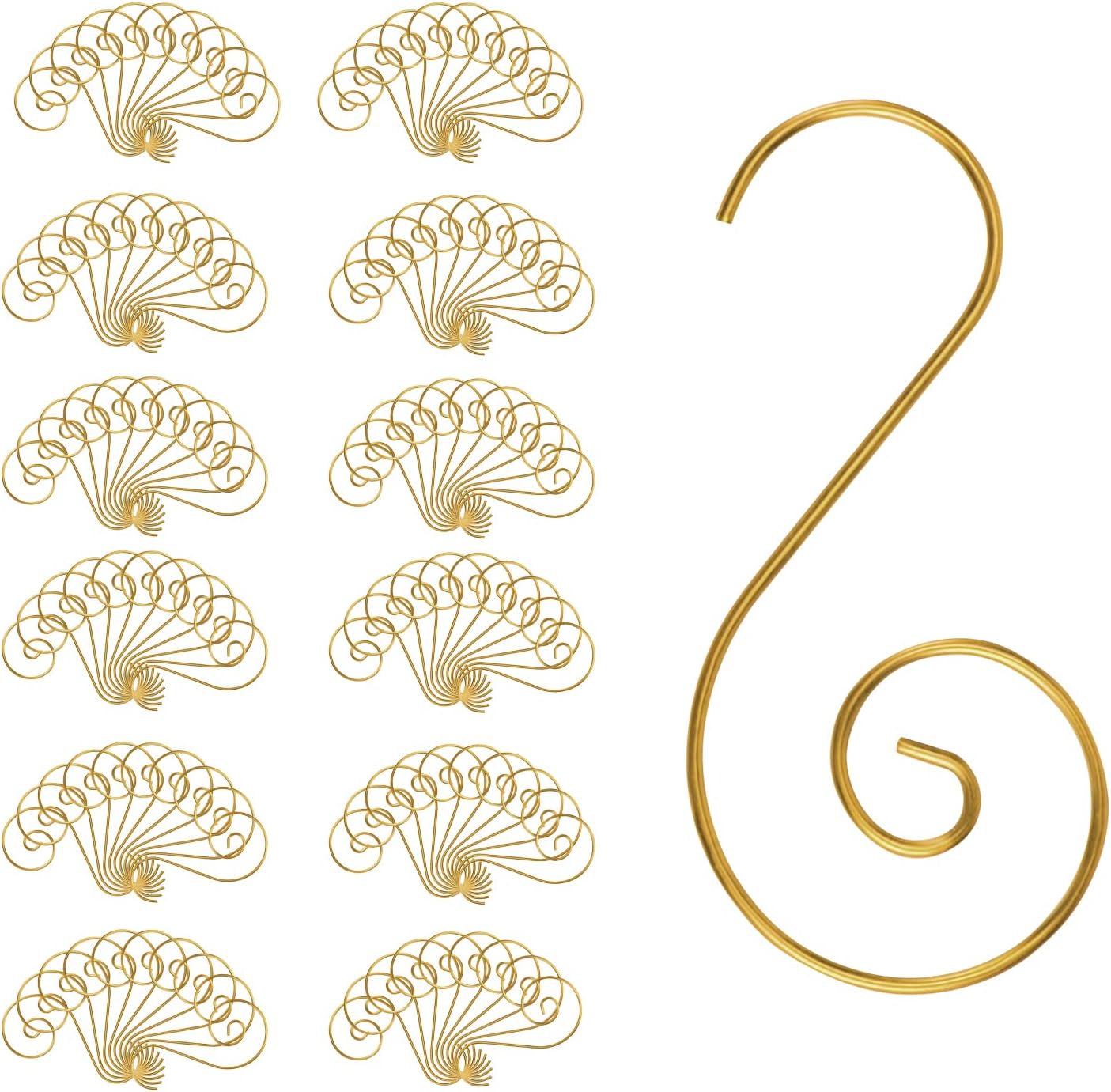 Ornament Hooks - Lyeasw 120 Pack Metal Gold Ornament Hooks for Hanging Christmas Tree Decorations,Swirl Hook Hanger