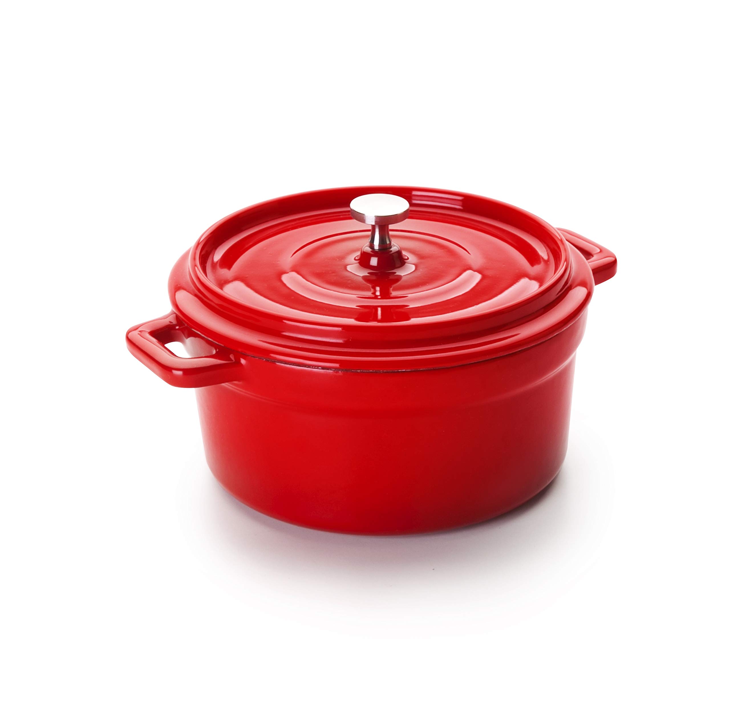 IBILI Round Mini-Cocotte, Red, 13 x 8 cm, Cast Iron, Suitable for Induction Hobs