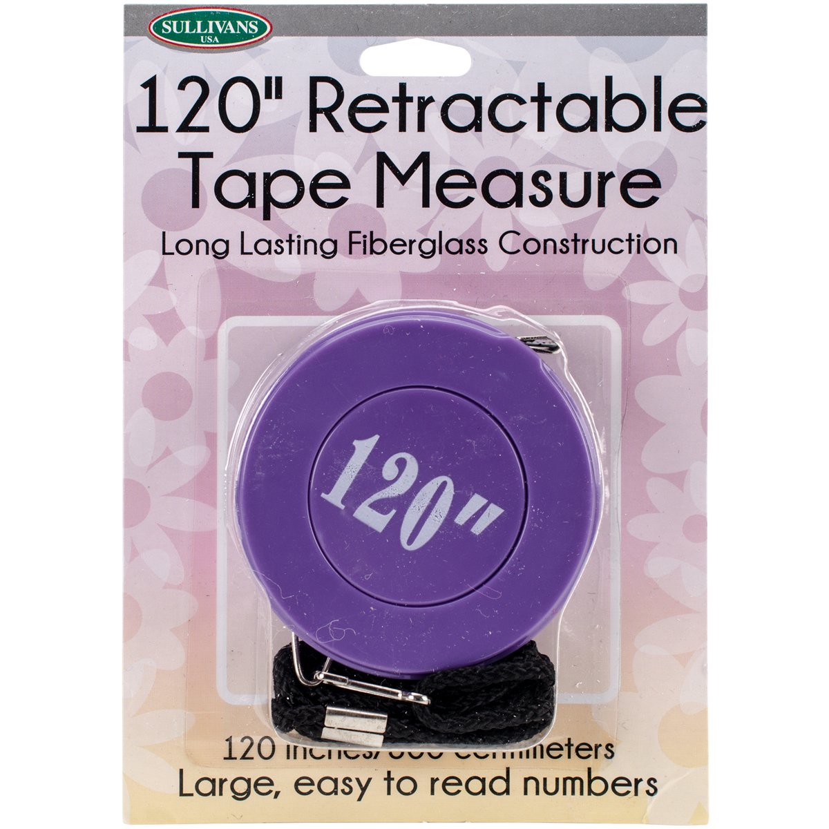 Sullivans Retractable Tape Measure 120-inch-Purple, Other, Multicoloured, 10.16 x 13.97 x 1.9 cm