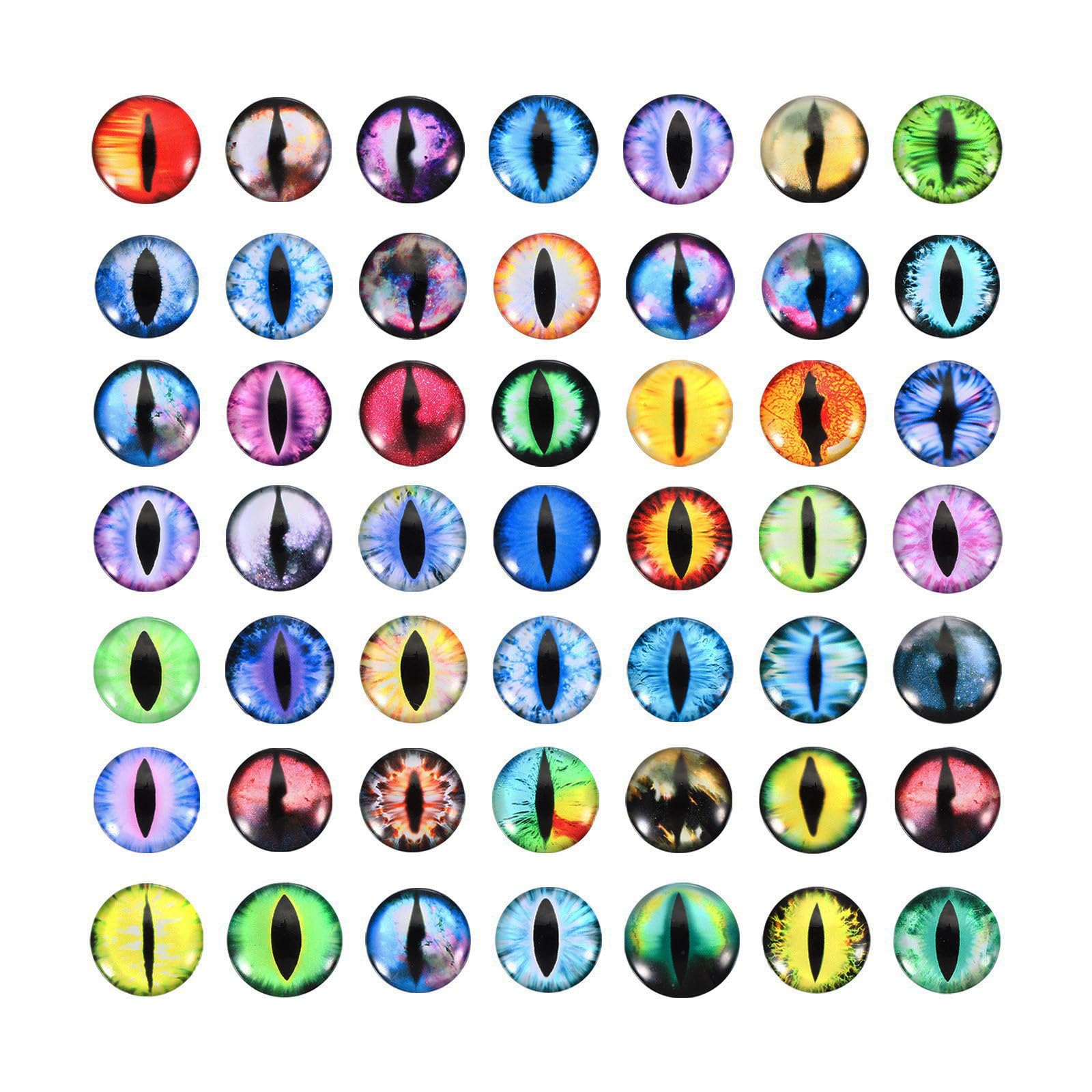 PATIKIL 12mm Dragon Eyes, 100 Pcs Round Glass Eyes Animals Crochet Eyes for Clay Doll Making Craft DIY Findings Jewelry Making, Multicolor