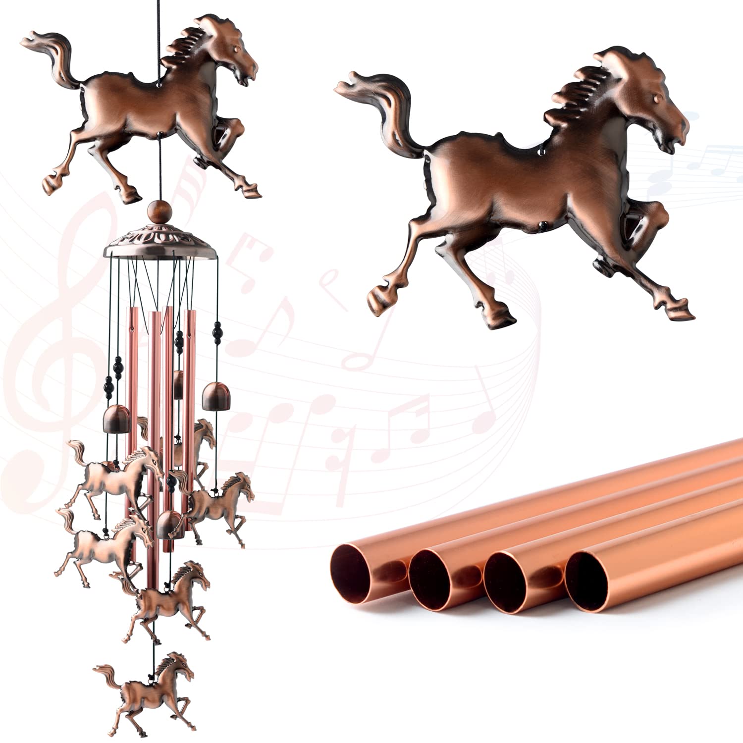 ShangTianFeng Horse Gifts for Women Horse Decor Horse Chimes Mom Best Gift Home Rustic Outdoor Garden Decor Wind Chime Horse Wind Chimes