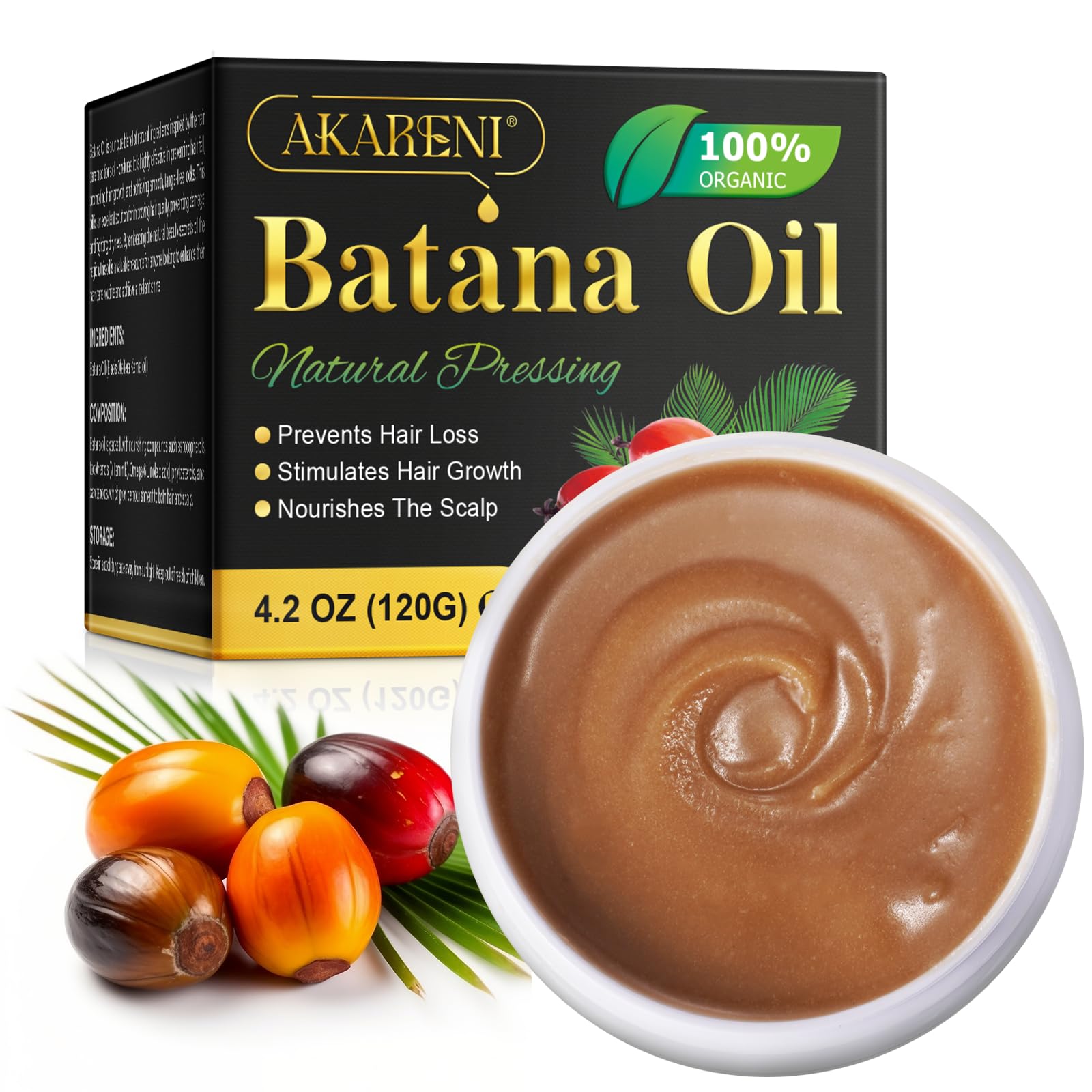 Batana Oil for Hair Growth, Pure & Organic, Cold-Pressed Batana Oil, Supports Hair Strength, Reduces Breakage & Nourishes Scalp, For All Hair Types 4.2 oz