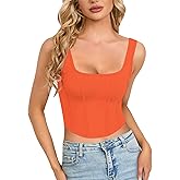 CLOZOZ Corset Tank Crop Top for Women Bustier Square Neck Sleeveless Sexy Going Out Trendy Summer Tops