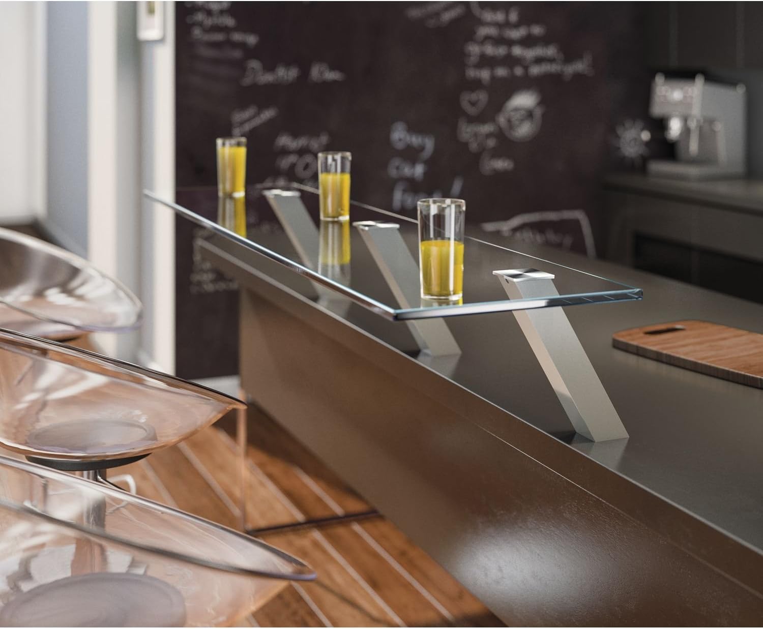 Capri Bar Console Angled 60 ° 50 x 50 mm Stainless Steel Effect 170 mm Pack of 1, Edelstahl Effekt - Image 4